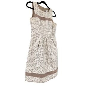 Esley Eyelet Floral Dress Women Size S Cream Taupe Good Sleeveless Fit Flare